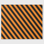 Papier Cadeau Motif rayé orange et noir d'Halloween (Plat)