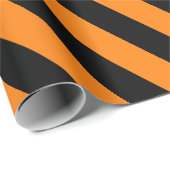 Papier Cadeau Motif rayé orange et noir d'Halloween (Coin rond)