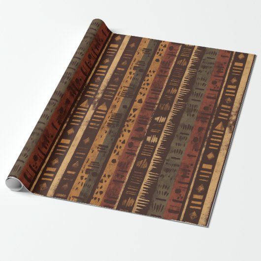 Papier Cadeau Motif rayé rustique du Sud-Ouest (5) (Déroulé)