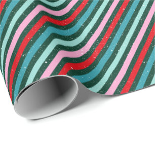 Papier Cadeau Motif rayé vert rouge Noël