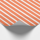 Papier Cadeau Motif rayures corail et blanc simple (Coin)