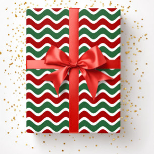 Papier Cadeau Motif rayures rouges et vertes de Noël