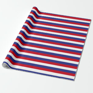 Papier Cadeau Motif rayures USA rouge, blanc et bleu