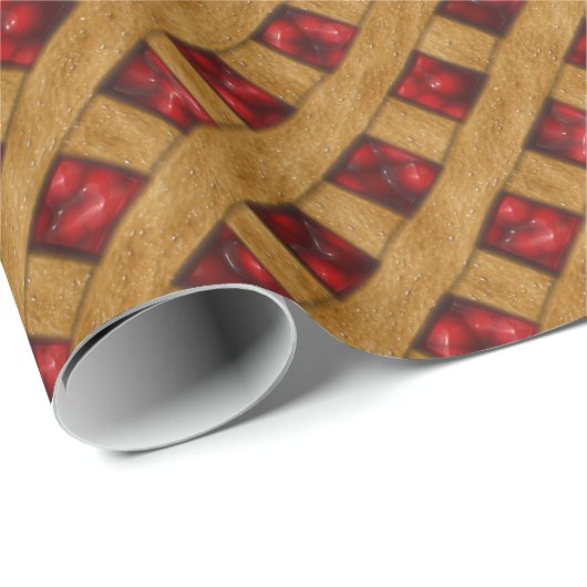 Papier Cadeau Motif Red Cherry Pie pour boulangers (Coin rond)