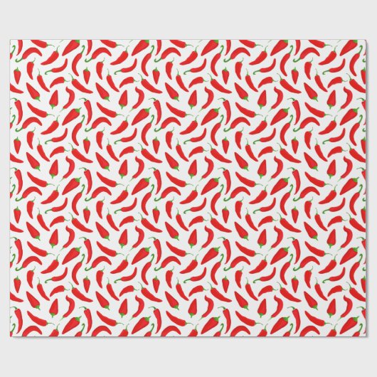 Papier Cadeau Motif Red Chili Pepper en blanc (Plat)