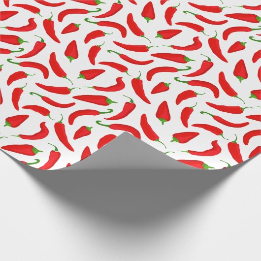 Papier Cadeau Motif Red Chili Pepper en blanc (Coin)