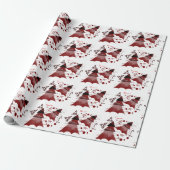 Papier Cadeau Motif Red Christmas Trees (Déroulé)