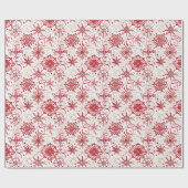 Papier Cadeau Motif Red & Gold Snowflake (Plat)