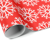 Papier Cadeau Motif Red Snowflake (Coin rond)