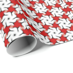 Papier cadeau Motif Red White Floral