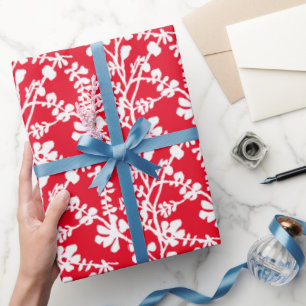 Papier Cadeau Motif répété Floral Rouge Et Blanc