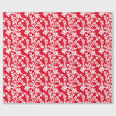 Papier Cadeau Motif répété Floral Rouge Et Blanc (Plat)