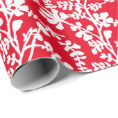 Papier Cadeau Motif répété Floral Rouge Et Blanc (Coin rond)