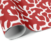 Papier Cadeau Motif Répéteur de corail blanc et rouge (Coin rond)