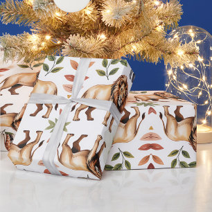 Papier Cadeau Motif répétitif de lions, girafes et éléphant