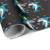 Papier Cadeau Motif Requin Noir (Coin rond)