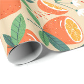 Papier Cadeau Motif rétro de fruits d'agrumes orange (Coin rond)