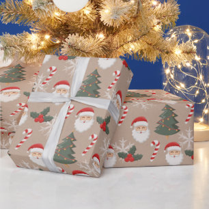 Papier Cadeau Motif rétro de symboles de Noël