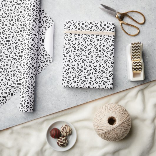 Papier Cadeau Motif Retro Squiggle (Artisanat)