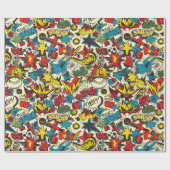 Papier Cadeau Motif Retro Vintage Comics (Plat)