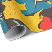 Papier Cadeau Motif Retro Vintage Comics (Coin rond)