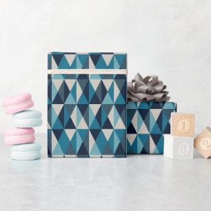 Papier Cadeau Motif Rhombic bleu blanc noir