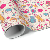 Papier Cadeau Motif romantique coloré (Coin rond)