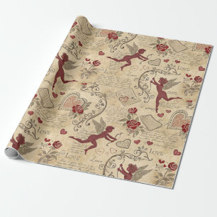 Papier Cadeau Motif romantique de vintage Cupid (5)