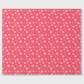 Papier Cadeau Motif Romantique Des Coeurs Blancs Sur Le Corail R (Plat)