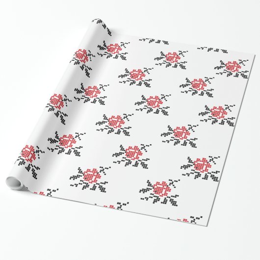 Papier Cadeau motif rose (Déroulé)