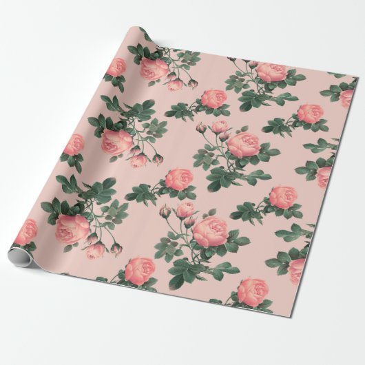 Papier Cadeau Motif rose (Déroulé)