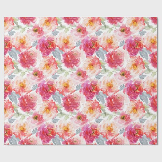Papier Cadeau Motif rose Aquarelle Peony (Plat)