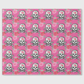 Papier Cadeau Motif rose crâne sucre (Plat)