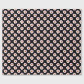 Papier Cadeau Motif rose Dahlia - Couleur complète sur le noir (Plat)