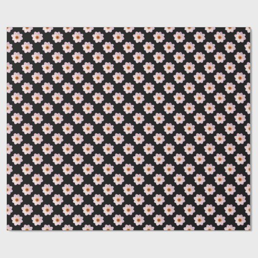 Papier Cadeau Motif rose Dahlia - Couleur complète sur le noir (Plat)