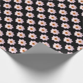 Papier Cadeau Motif rose Dahlia - Couleur complète sur le noir (Coin)