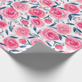 Papier Cadeau Motif Rose d'aquarelle rose (Coin)