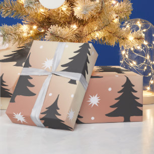 Papier Cadeau Motif rose d'arbre de Noël d'or d'en cuivre