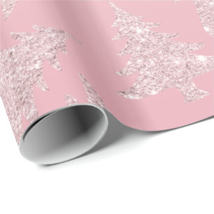 Papier Cadeau Motif rose élégant d'arbre de Noël de parties