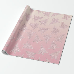 Papier Cadeau Motif rose élégant d'arbre de Noël de parties