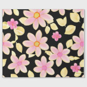 Papier Cadeau Motif rose et noir (Plat)