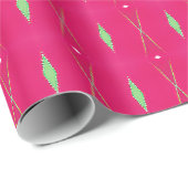 Papier Cadeau Motif rose et oignon vert vibrant (Coin rond)