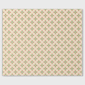 Papier Cadeau Motif rose et vert floral d'art populaire (Plat)