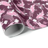 Papier Cadeau Motif rose et violet - Koi Fish (Coin rond)