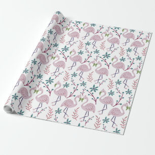 Papier Cadeau Motif rose flamingo sans couture sur arrière - pla