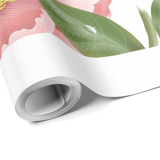 Papier Cadeau Motif rose fleuri en papier à envelopper (Coin rond)