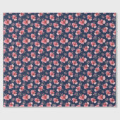 Papier Cadeau Motif rose foncé d'aquarelle (Plat)