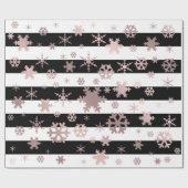 Papier Cadeau Motif rose Gold & Black Christmas Snowflake (Plat)