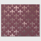 Papier Cadeau Motif rose Gold Fleur-de-Lis en Bourgogne (Plat)
