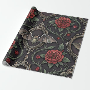 Papier Cadeau Motif Rose Gothique Foncé (4)
